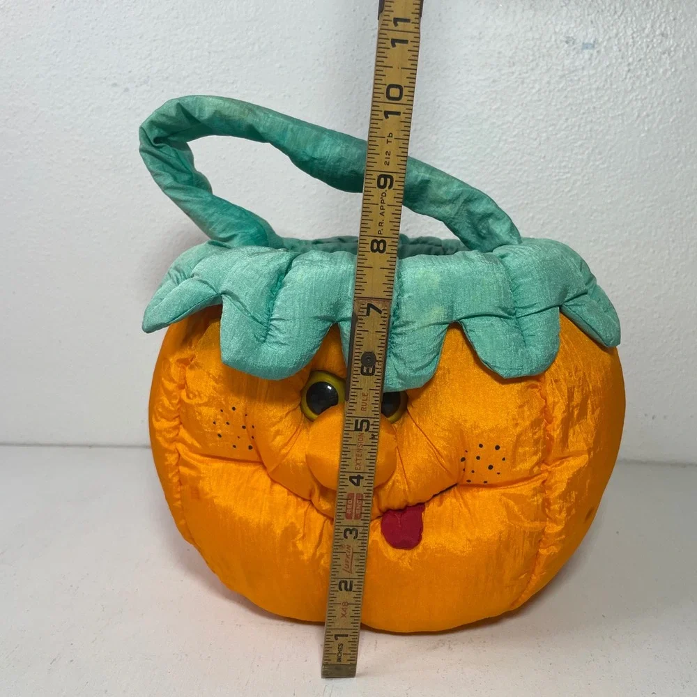 Vintage 90s Halloween Trick or Treat Bucket Plush Pumpkin Whimsical